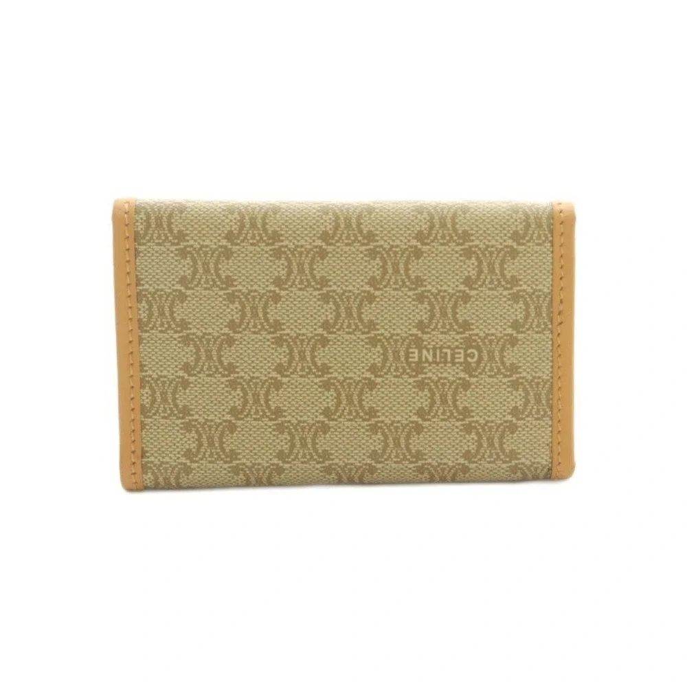 Celine Macadam Triomphe 6 Key Holder Tan Coated Canvas Vintage Italy M12